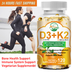 Vitamin D3 5000 IU + K2 200mcg 120 Capsules Extra Strength D3 K2 Supplements