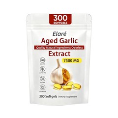 1X Elare Aged Garlic Extract, 300 Softgels, 7500mg Odorless | Heart & Immune