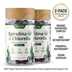 Organic Spirulina & Chlorella Capsules 240ct – 2 Pack – Superfood Detox Aid