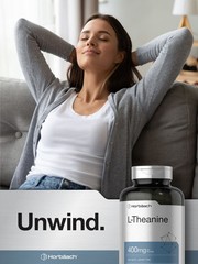 L Theanine 400mg | 400 Capsules Max Size | Non-GMO & Gluten Free | By Horbaach