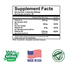 VITAMINS AND ZINC TO IMPROVE IMMUNE SYSTEM,120 capsules, Easy to Swallow, inmune