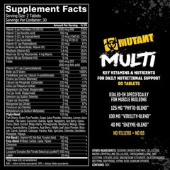 Mutant Multi Nutritional Supplement for Strength Athletes Easy to Swallow Tab…