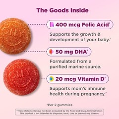 OLLY Prenatal Multivitamin Gummy – DHA, Folic Acid, Vitamins A&D, 84 Count