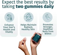 WEEM Hair Skin and Nails Gummies, Vegan biotin Vitamins, Healthy Hair