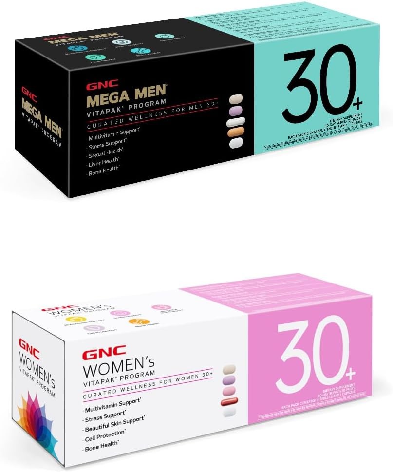 GNC Men’s and Women’s 30+ Daily Vitapak Bundle (2 Items): Women’s 30+ Vitapak (3