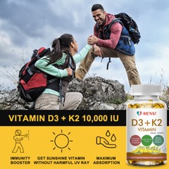 Vitamin K2 (MK7) w/ D3 Bone & Heart Health Non GMO & Gluten Free Easy to Swallow