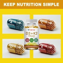 Vitamin K2 (MK7) w/ D3 Bone & Heart Health Non GMO & Gluten Free Easy to Swallow