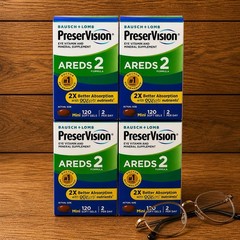 4 Pk Bausch + Lomb PreserVision AREDS 2 Eye Vitamins 120 Mini Softgels Exp 11/26
