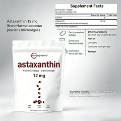 Micro Ingredients Astaxanthin 12mg – Natural Tanning, Easy-to-Swallow Softgels
