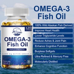 2PACKS Omega 3 Fish Oil Capsules 3x Strength 3600mg EPA & DHA, Highest Potency