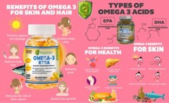 omega 3 fish oil capsules 3x strength 2600mg epa & dha, highest potency 120