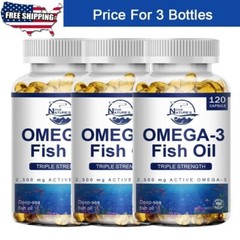 Omega 3 Fish Oil Capsules 3x Strength 2500mg EPA & DHA, Highest Potency 360PCS