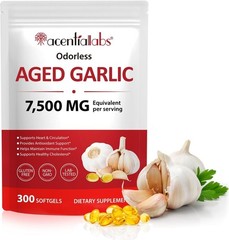 Odorless Garlic 7500Mg per Servings, 300 Softgels | 2 Years Aged Garlic Extra…