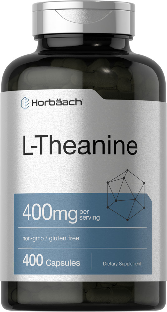 L Theanine 400mg | 400 Capsules Max Size | Non-GMO & Gluten Free | By Horbaach
