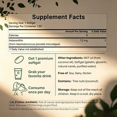 Micro Ingredients Astaxanthin 12mg – Natural Tanning, Easy-to-Swallow Softgels