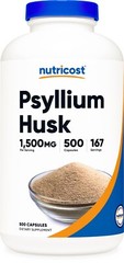 Nutricost Psyllium Husk 1500mg Per Serving, 500 Capsules – Non-GMO & Gluten Free