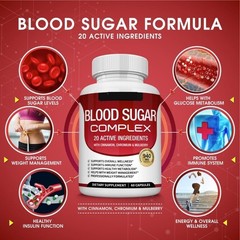 NEW 5/3bottles Blood Sugar Complex w/ Cinnamon, Chromium & Mulberry 60 Capsules