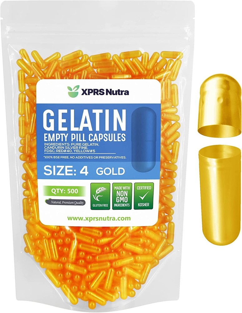 Capsules Express Size 4 Gold Empty Gelatin Capsules Kosher Gel Caps Pills Kosher
