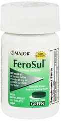 Major FeroSul 325mg Ferrous Sulfate Coated Easy-To-Swallow 100 ct