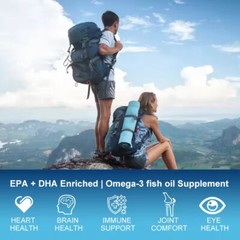 Omega 3 Fish Oil Capsules 3x Strength 3600mg EPA & DHA, Highest Potency 120Pills