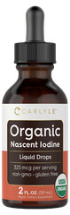Organic Nascent Iodine Liquid Drops | 2 fl oz | Vegan | Non-GMO | by Carlyle