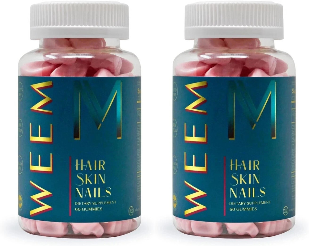 WEEM Hair Skin and Nails Gummies – Supports Healthy Hair – Vegan biotin (Pack 2)