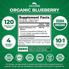 USDA Organic Wild Blueberry Extract Whole Fruit 5000 mg Strength 10:1 Extract