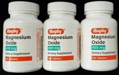 Rugby Magnesium Oxide 400 mg 120 Tablets -3 Pack -Expiration Date 06-2025