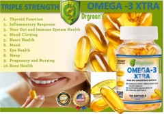 omega 3 fish oil capsules 3x strength 2600mg epa & dha, highest potency 120