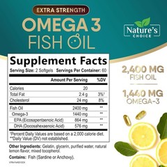 Triple Strength Omega 3 Fish Oil Supplement 2400 mg – EPA & DHA Fish Oil Omega 3