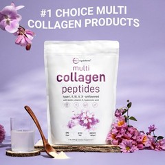 Multi Collagen Peptides , 1lb – Hydrolyzed I,II,III,V,X with Biotin, Hyaluron…