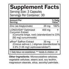 1 PACK Happy Saffron Plus 90 Capsules – Saffron Flower Extract, Curcumin & Zinc
