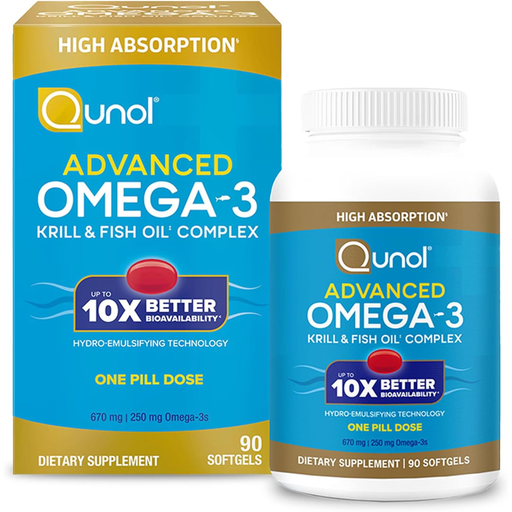 Qunol Advanced Omega-3 Krill & Fish Oil Complex 90 Softgels