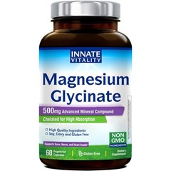 Magnesium Glycinate 500mg High Absorption Elemental Magnesium 60 Vegan Capsules