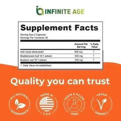 3 Pack INFINITE AGE Sea Moss Advanced 1250mg Superfood, High-Potency 60 Capsules