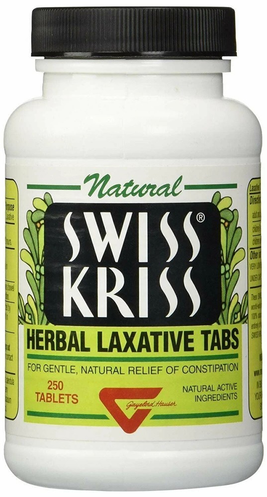 Swiss Kriss Herbal Laxative Tablets Constipation Relief Supplement 250 Ct 2-Pack