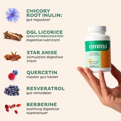 3 Pack Emma Gut Health Supplement 180 Capsules for Bloating Relief & Leaky Gut-+