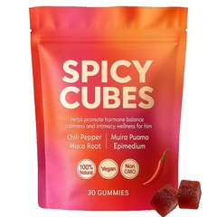 Spicy Cubes Hot Peach Gummies with Chili, Maca Root Vegan 30 Count US