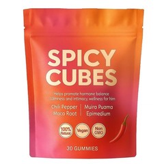 Spicy Cubes Hot Peach Gummies with Chili, Maca Root Vegan 30 Count US