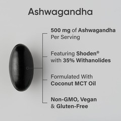 Ashwagandha Softgels with Coconut MCT Oil – Natural Adaptogen for Relaxation, Ca