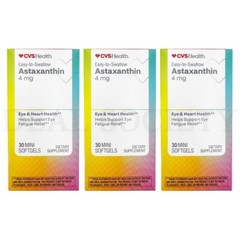 CVS Health Easy To Swallow Astaxanthin 4mg 30 Count Each Lot of 3