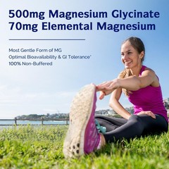 Magnesium Glycinate 500mg High Absorption Elemental Magnesium 60 Vegan Capsules