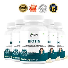 ORI.BITE Biotin 10000mcg 60 Veg Capsules Pack of 5