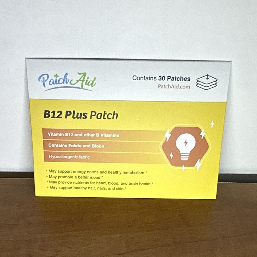 PatchAid B12 Plus Vitamin B12 & B Vitamins Hypoallergenic Patch, 30 Patches