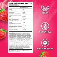 Thermogenic Fat Burner&Pre-Workout Powder–Strawberry,Vegan,Gluten-Free,No Sugar