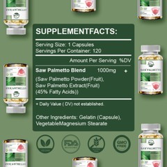 Saw Palmetto 1000mg – Premium 120 capsules Health Support Supplement