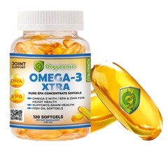 omega 3 fish oil capsules 3x strength 2600mg epa & dha, highest potency 120
