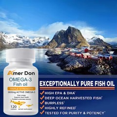 Omega 3 Fish Oil Capsules 3x Strength 3600mg EPA & DHA, Highest Potency 120Pills