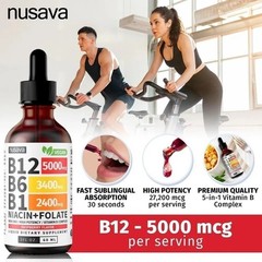 Nusava Vitamin B complex – B 12, B 6 & B 1 + Niacin & Folate – Double pack NEW