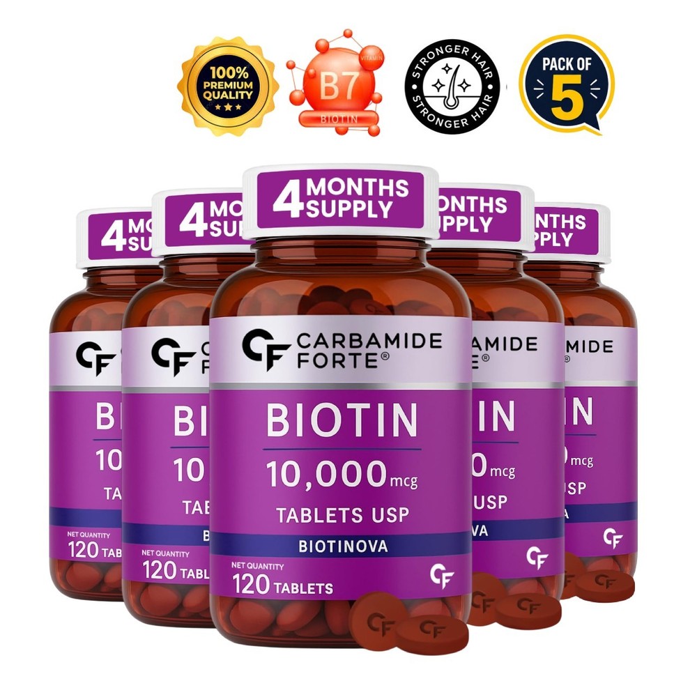 5x Carbamide.For te Biotin 10000mcg 120 Hair Tablets
